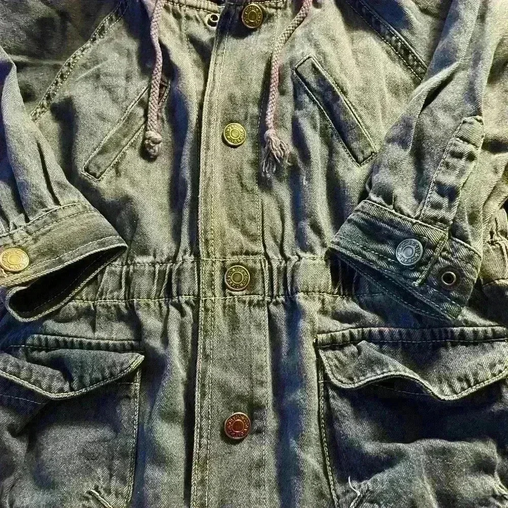 Vintage 1990’s GAP Jean Jacket with hood 12-24 months 100%Cotton